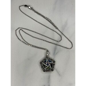925 Sterling Silver Abalone Pentagram Elemental Symbols Celtic Knot Necklace